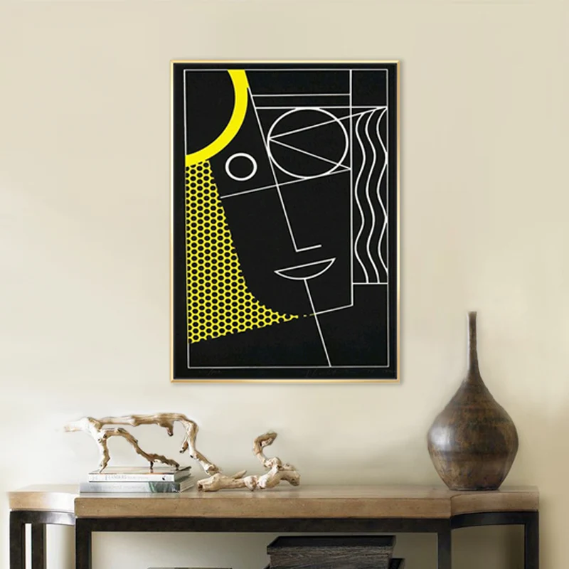 Ilustración de decoración de pared abstracta negra, lienzo texturizado de estilo escandinavo para sala de juegos Negro Cle...