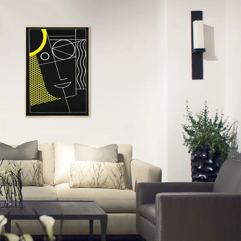 Ilustración de decoración de pared abstracta negra, lienzo texturizado de estilo escandinavo para sala de juegos Negro Cle...