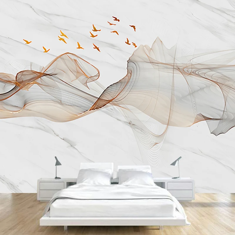 Ilustración estilo mural fondo de pantalla humo y pájaro extra grande comedor arte de la pared, tamaño personalizado dispo...
