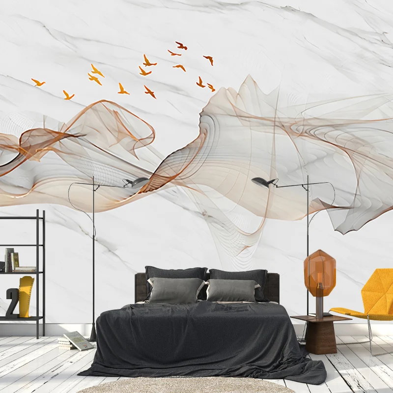 Ilustración estilo mural fondo de pantalla humo y pájaro extra grande comedor arte de la pared, tamaño personalizado dispo...