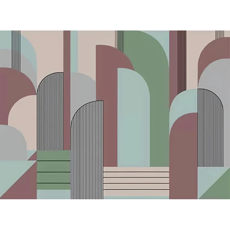 Ilustración Geometrías Mural Calcomaní Extra Grande Arte de Pared para Sala de Estar, Hecho Medida Rosa Clearhalo