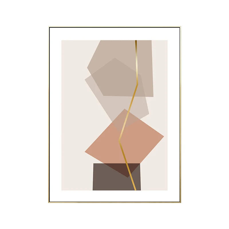 Ilustración geométrica decoración de arte de pared impresión de lienzo texturizado escandinavo para sala de estar Rosa Cle...