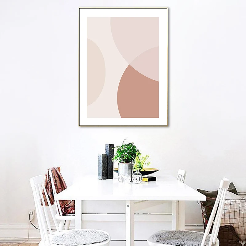 Ilustración geométrica decoración de arte de pared impresión de lienzo texturizado escandinavo para sala de estar Rosa Cle...