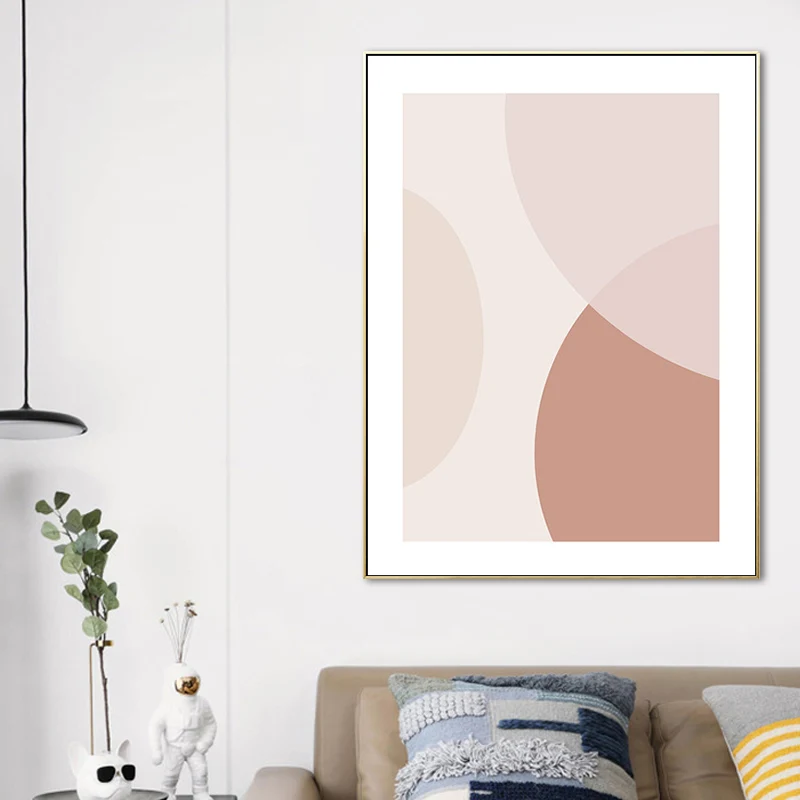 Ilustración geométrica decoración de arte de pared impresión de lienzo texturizado escandinavo para sala de estar Rosa Cle...