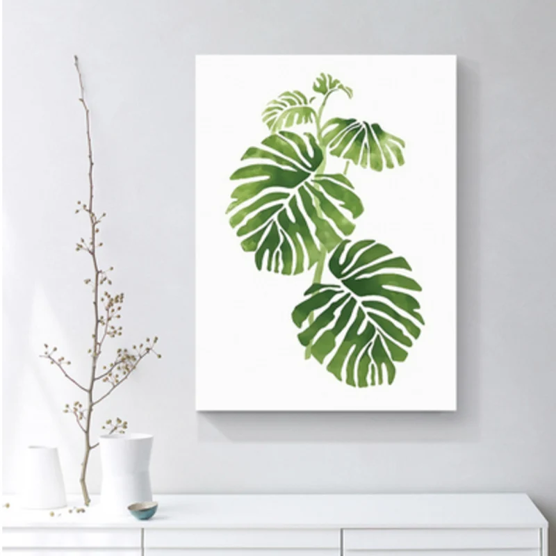 Ilustración minimalista, arte de pared de planta, lienzo interior de casa, impresión en color pastel Verde Clearhalo