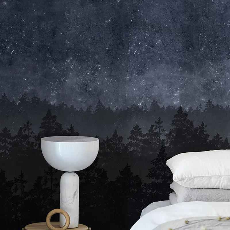 Ilustración Night Forest Wall Art Calcomaní mural de pared de tamaño completo para cocina, tamaño personalizado disponible...