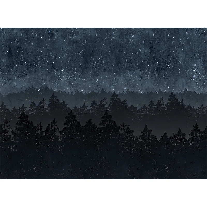 Ilustración Night Forest Wall Art Calcomaní mural de pared de tamaño completo para cocina, tamaño personalizado disponible...