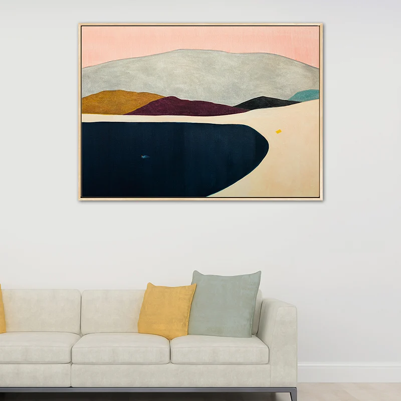 Impresión abstracta en lienzo con dibujo de montañ, arte de pared con textura minimalista en la habitación familiar Rojo C...