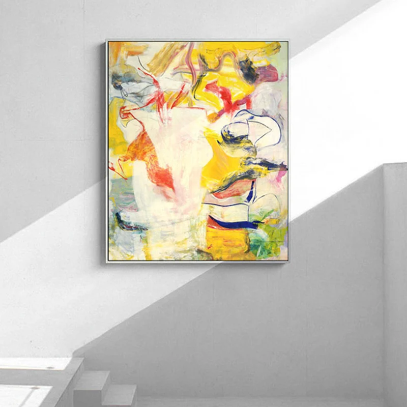 Impresión amarilla de la lona del modelo abstracto de la pintura del arte contemporáneo para el interior de la casa Amaril...