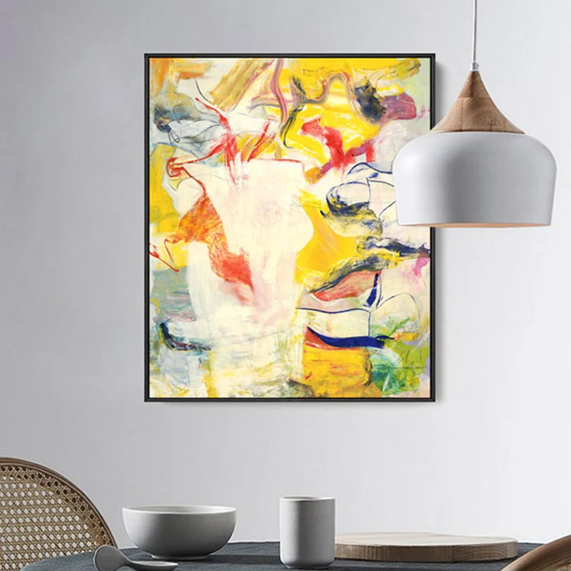 Impresión amarilla de la lona del modelo abstracto de la pintura del arte contemporáneo para el interior de la casa Amaril...