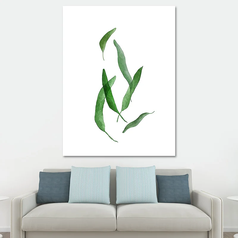 Impresión de arte de follaje botánico rural, decoración de pared con textura verde para sala de estar Verde Clearhalo