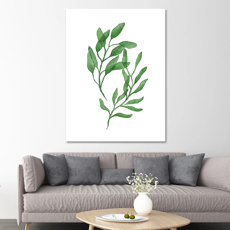 Impresión de arte de follaje botánico rural, decoración de pared con textura verde para sala de estar Verde Clearhalo