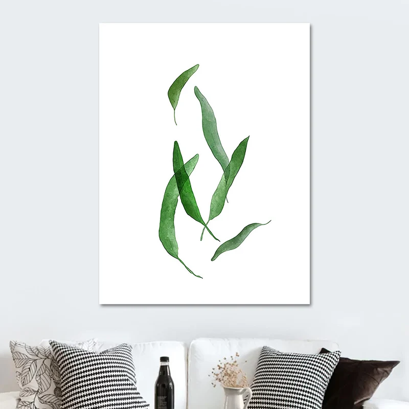 Impresión de arte de follaje botánico rural, decoración de pared con textura verde para sala de estar Verde Clearhalo