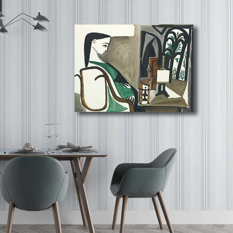 Impresión de arte de pared contra salpicaduras de cocina con pintura de personajes de estilo nórdico en color claro Blanco...