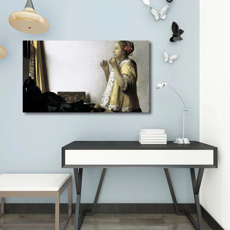 Impresión de arte de pared de doncella de color claro de pintura de estilo retro, varios tamaños disponibles Marron Clearhalo