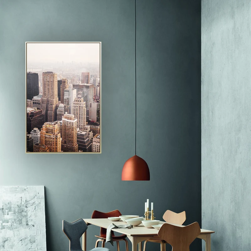 Impresión de arte de pared de paisaje urbano texturizado, decoración de pared de lona de estilo moderno para sala de estar...