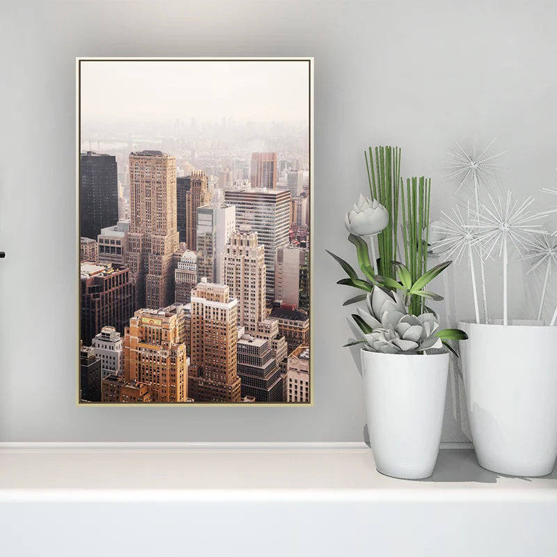 Impresión de arte de pared de paisaje urbano texturizado, decoración de pared de lona de estilo moderno para sala de estar...