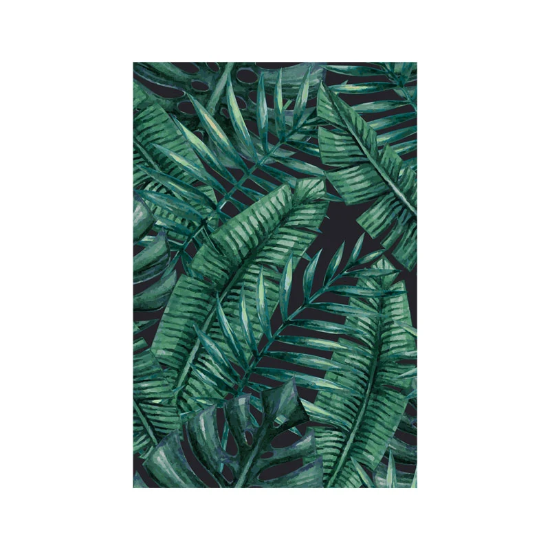Impresión artística de hojas de palma verde, superficie texturizada, decoración de pared de salón de estilo nórdico Verde...