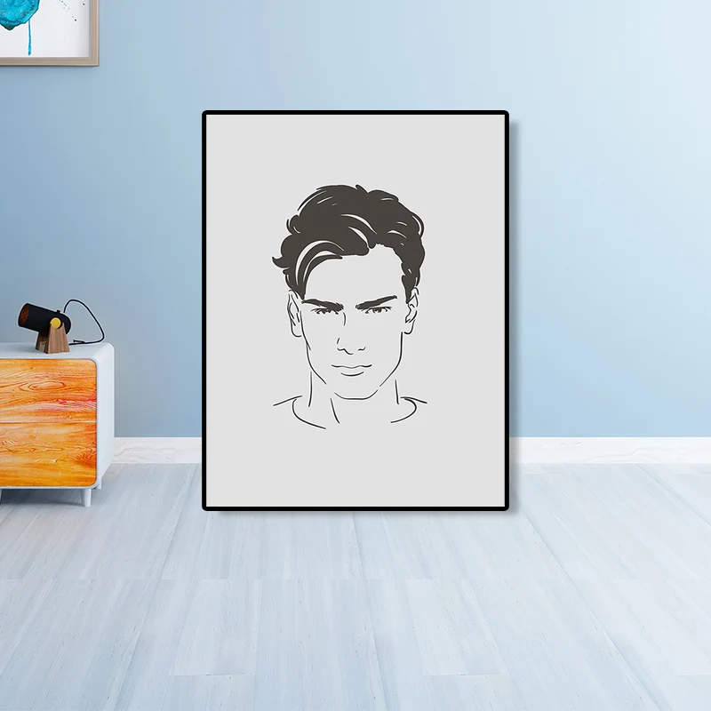 Impresión artística de pared minimalista con retrato de niño guapo texturizado para dormitorio de niñas Gris Clearhalo