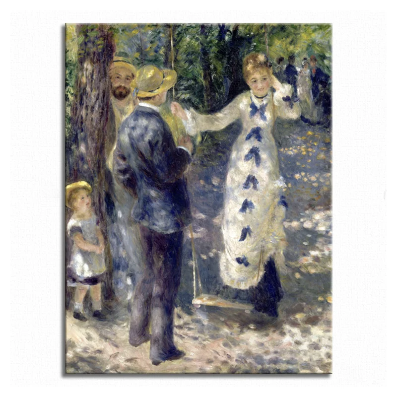 Impresión artística de pared texturizada en lienzo con vista de picnic familiar azul para dormitorio, varios tamaños Azul...