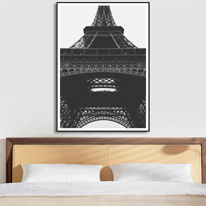 Impresión artística de pared de la Torre Eiffel, lienzo de inspiración global en blanco y negro para el interior de la cas...