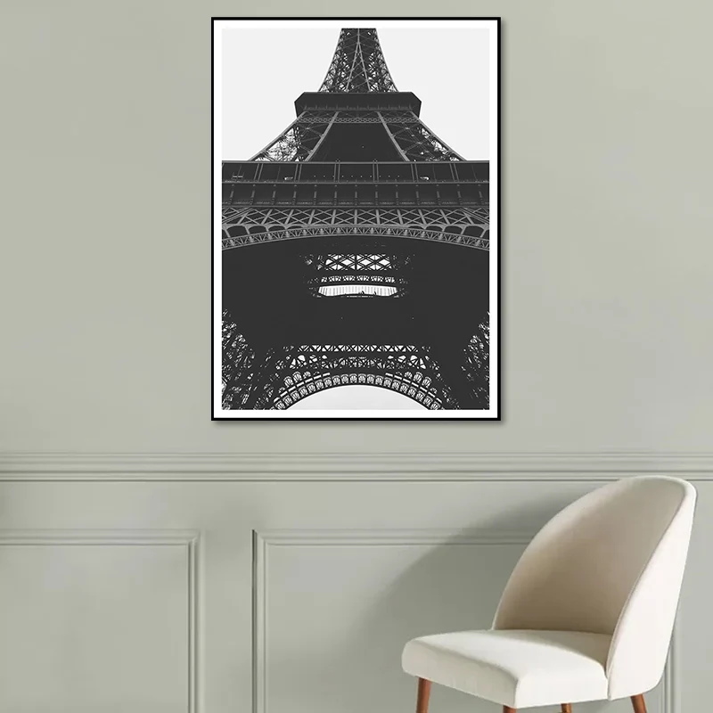 Impresión artística de pared de la Torre Eiffel, lienzo de inspiración global en blanco y negro para el interior de la cas...