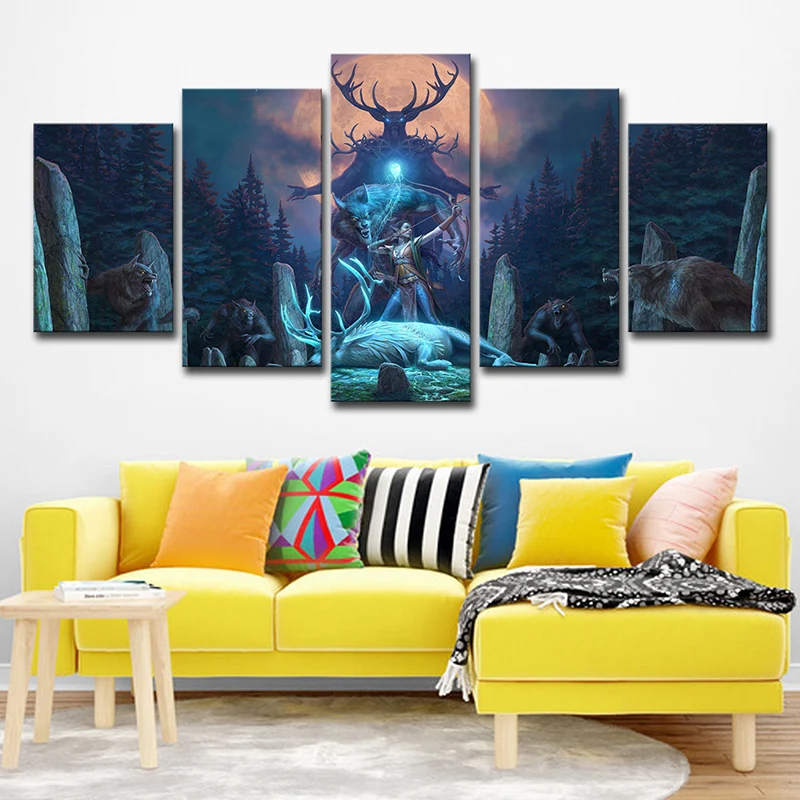 Impresión digital en lienzo azul para niños, arte de pared en línea de Elder Scrolls para habitación de adolescentes Azul...
