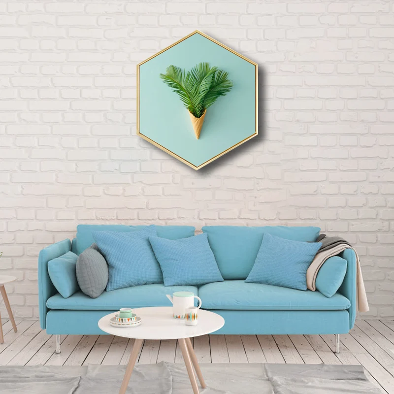 Impresión en lienzo botánico verde, decoración artística de pared con textura escandinava para sala de estar Verde Clearhalo
