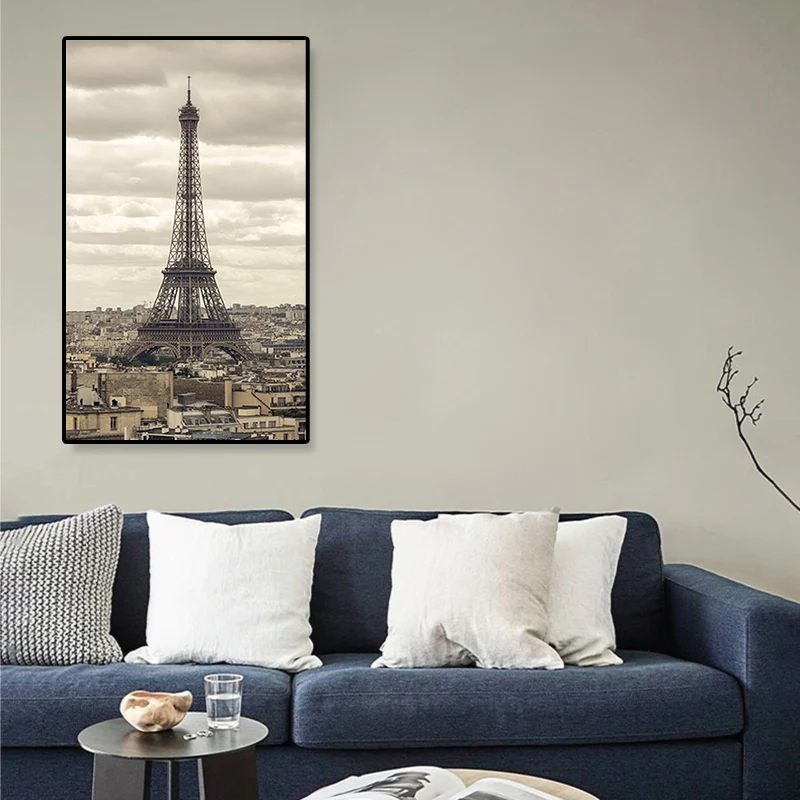 Impresión en lienzo con escena de la Torre Eiffel, decoración artística de pared texturizada de estilo inspirado global en...