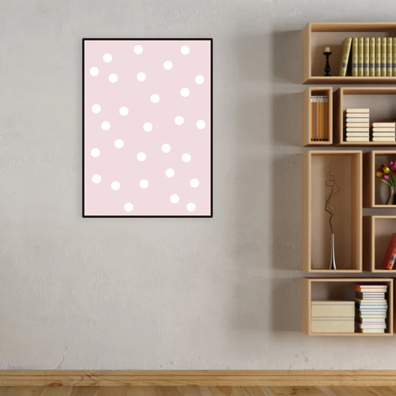Impresión en lienzo con estampado de lunares rosas, decoración artística de pared interior de casa con textura de estilo i...