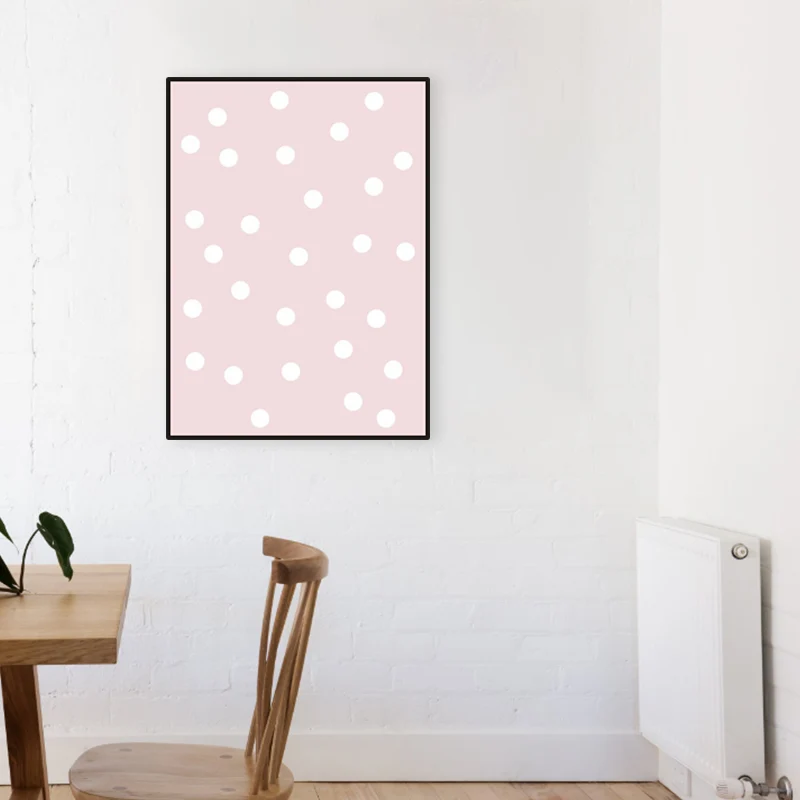 Impresión en lienzo con estampado de lunares rosas, decoración artística de pared interior de casa con textura de estilo i...