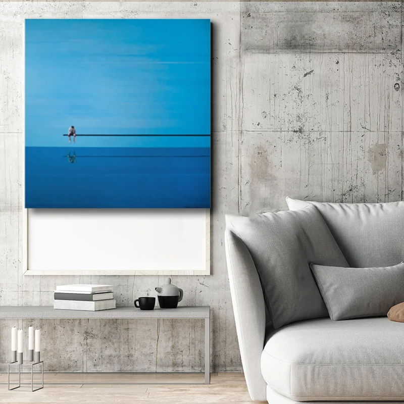 Impresión en lienzo con textura de arte pop para decoración de pared de niño y mar, varias opciones de tamaño Azul Clearhalo