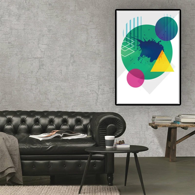Impresión en lienzo con textura nórdica, arte geométrico de pared con bloqueo de color para taller Rojo Clearhalo