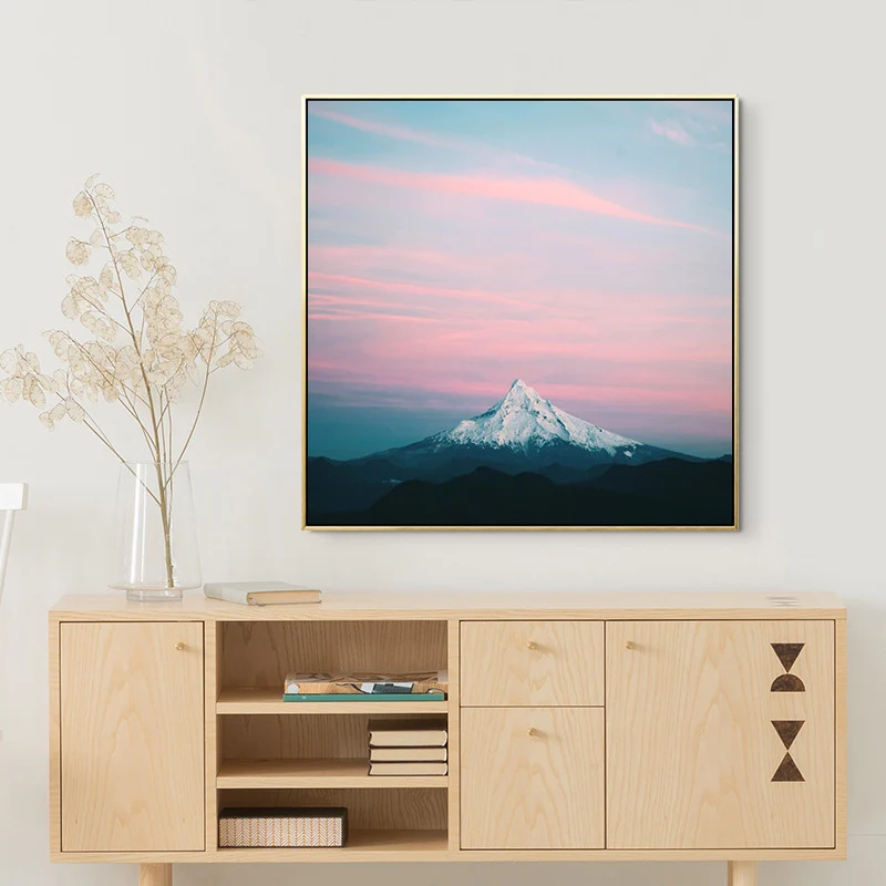 Impresión en lienzo del Monte Fuji rosa, paisaje natural, arte de pared texturizado contemporáneo Rosa Clearhalo