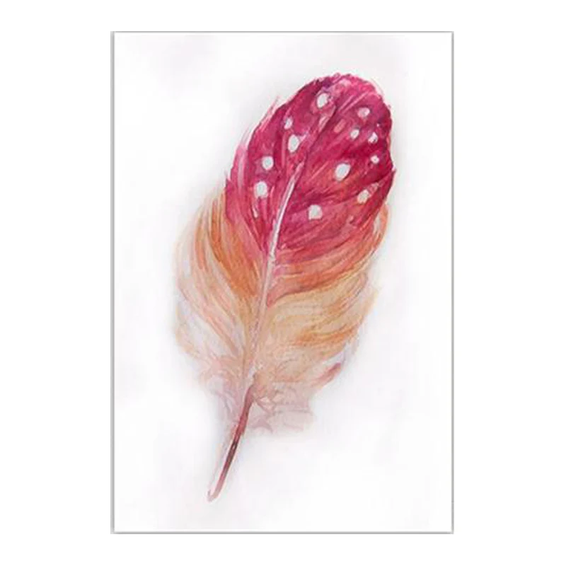 Impresión en lienzo de dormitorio de estilo nórdico texturizado de decoración artística de pared de plumas en rojo sobre b...