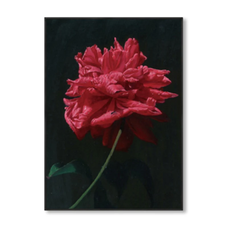 Impresión en lienzo de flores, arte de pared texturizado para sala de estar, campo, color suave Rojo Clearhalo