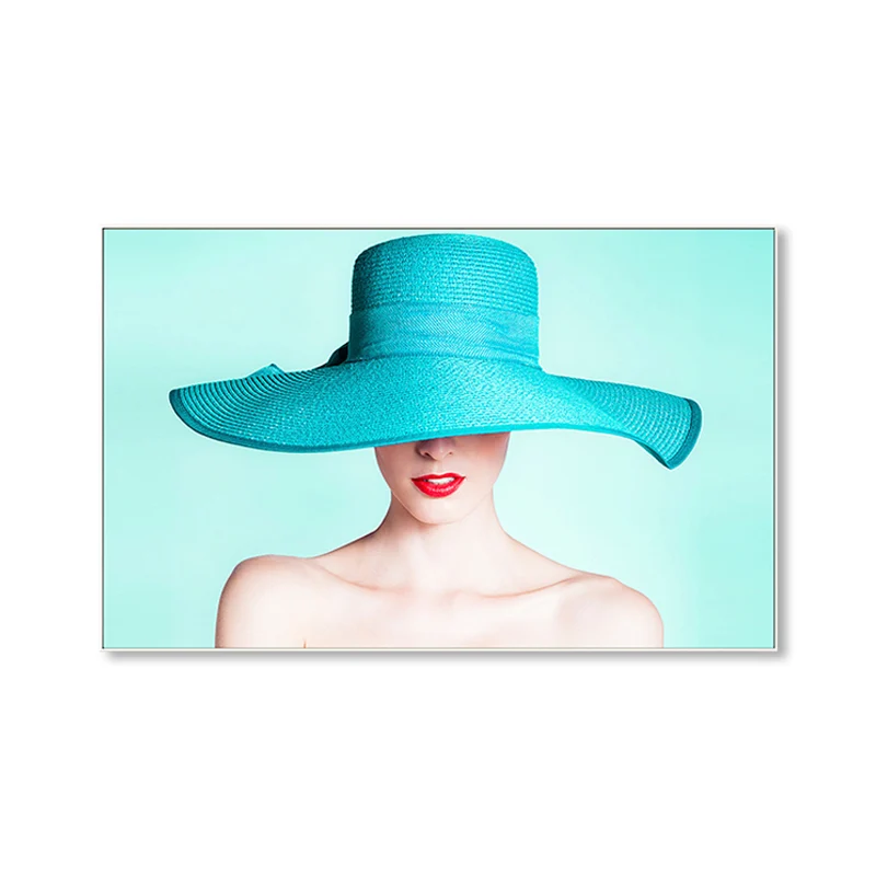 Impresión en lienzo de foto de chica en color pastel, decoración de pared con textura Glam la moda para habitación de invi...