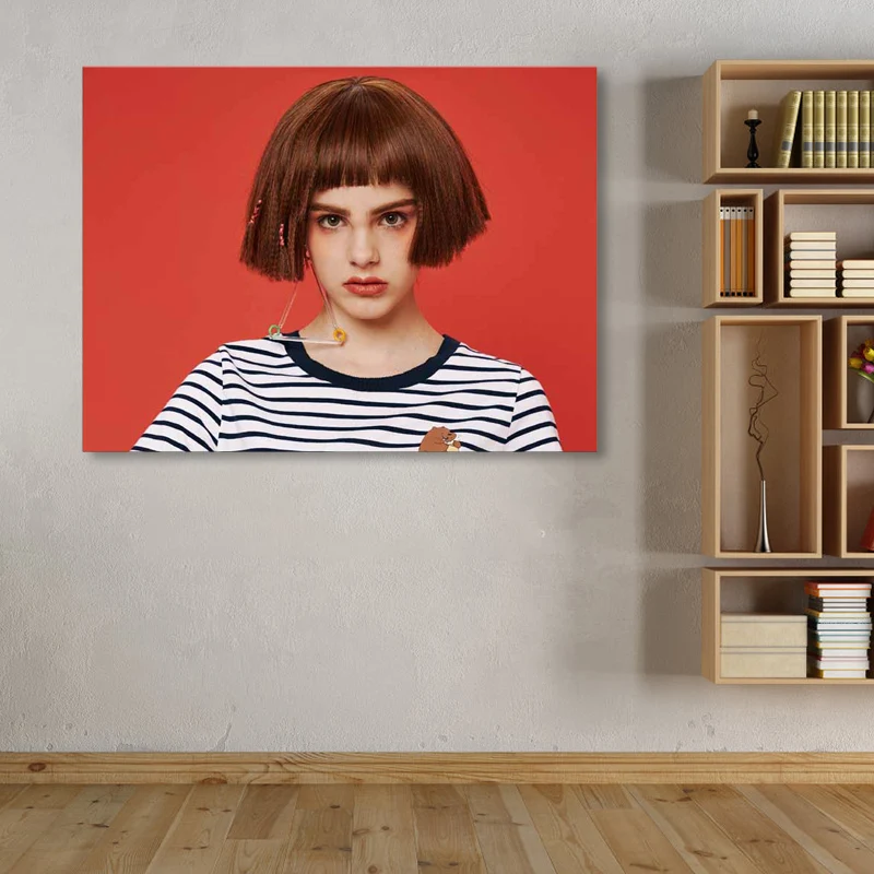 Impresión en lienzo de foto de chica en color pastel, decoración de pared con textura Glam la moda para habitación de invi...