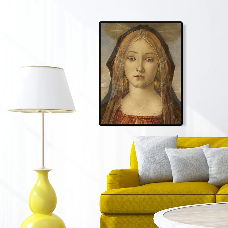 Impresión en lienzo de Jesucristo cristiano, arte de pared religioso inspirado en el mundo, en colores suaves Amarillo Cle...