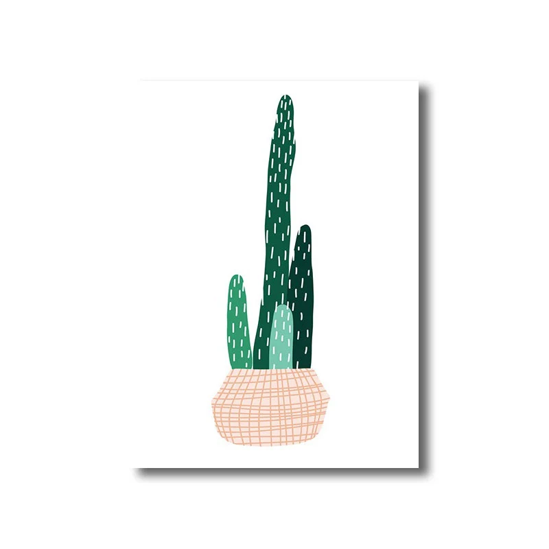 Impresión en lienzo nórdico verde para decoración de pared de cactus en maceta, varios tamaños Verde Clearhalo