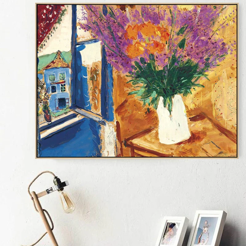 Impresión en lienzo de paisaje con macetas, decoración artística de pared texturizada impresionista en marrón Marron Clear...