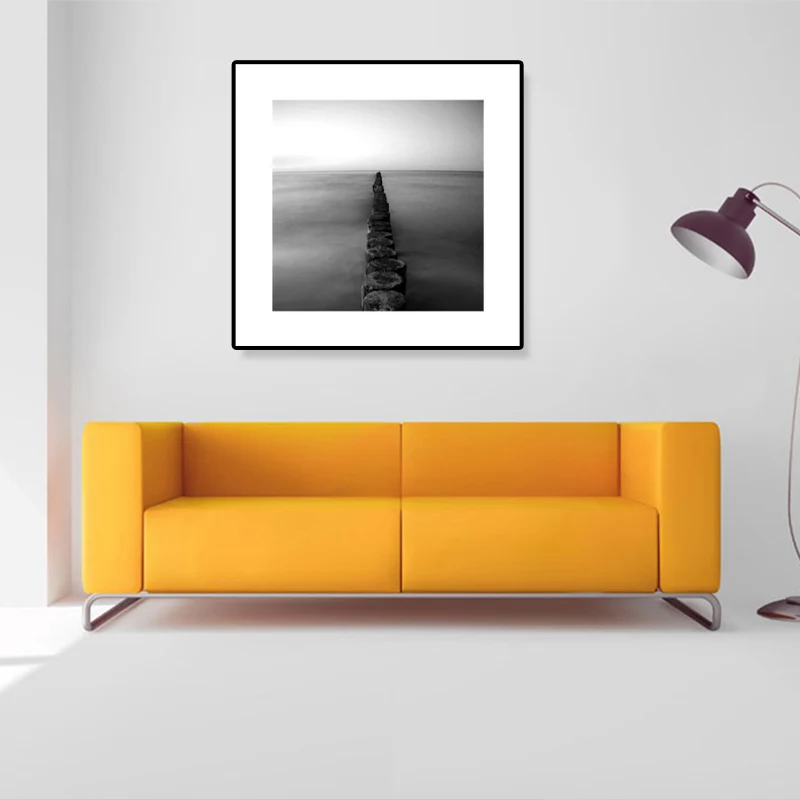 Impresión en lienzo de paisaje nostálgico moderno, decoración artística de pared con puente texturizado en Color oscuro Ne...