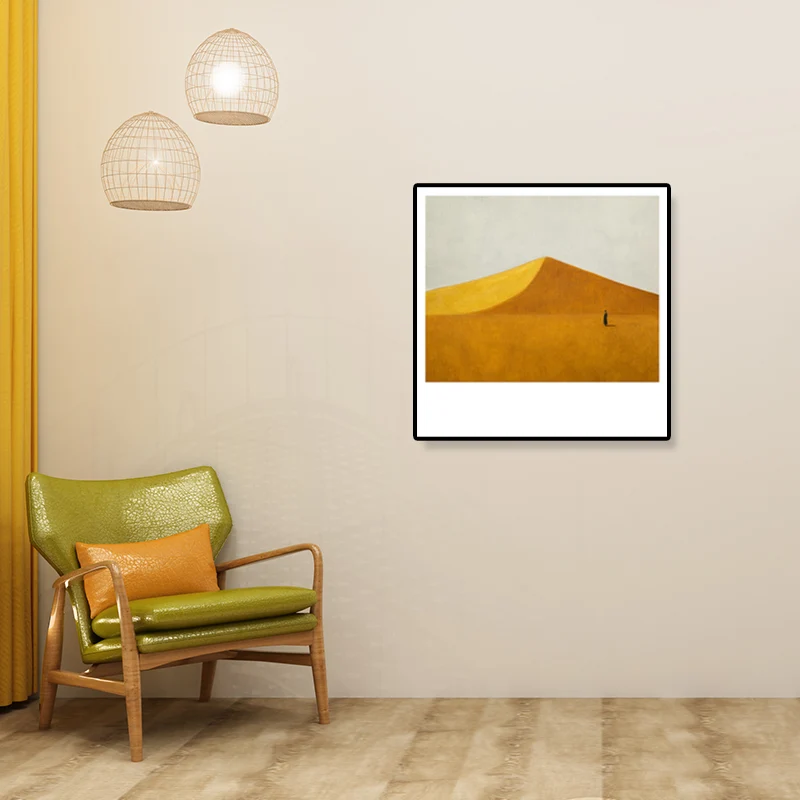 Impresión de lienzo texturizada de arte pop de pintura de paisaje de campo suave para habitación, opciones de tamaño múlti...