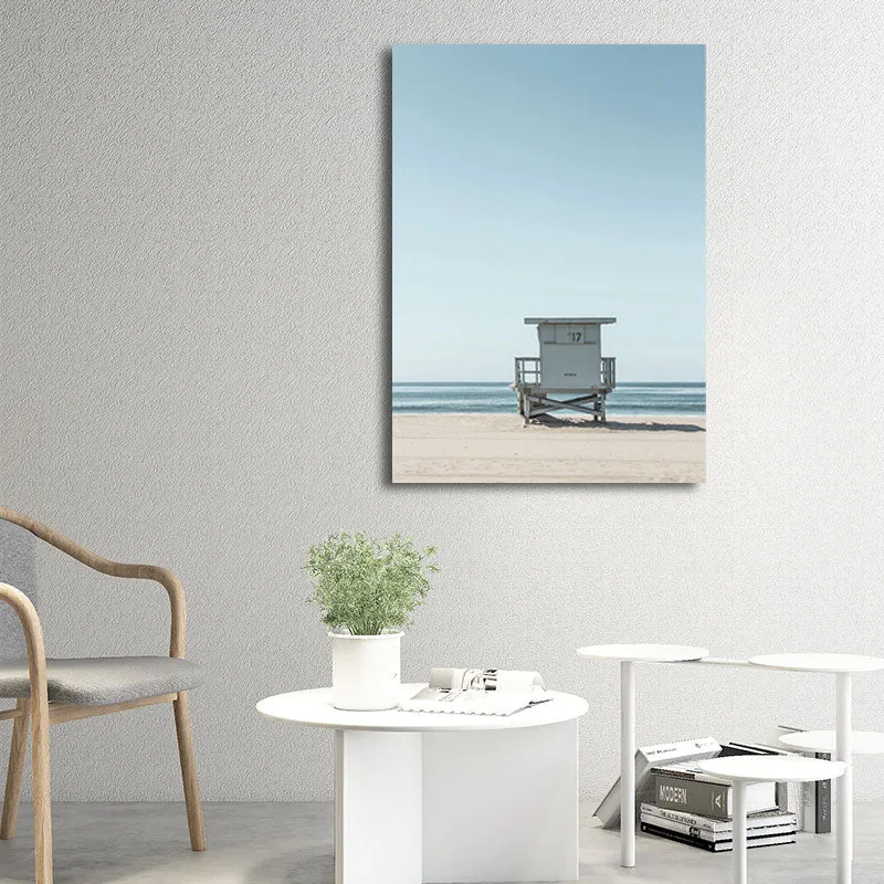 Impresión en lienzo Tropix azul claro, silla de playa y paisaje de horizonte marino, arte de pared para habitación Azul Cl...