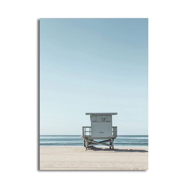Impresión en lienzo Tropix azul claro, silla de playa y paisaje de horizonte marino, arte de pared para habitación Azul Cl...