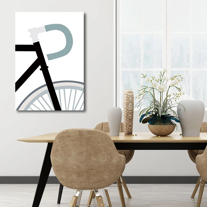 Impresión nórdica blanca de la lona del arte de la pared de la decoración de la bicicleta para la gran sala, tamaño múltip...