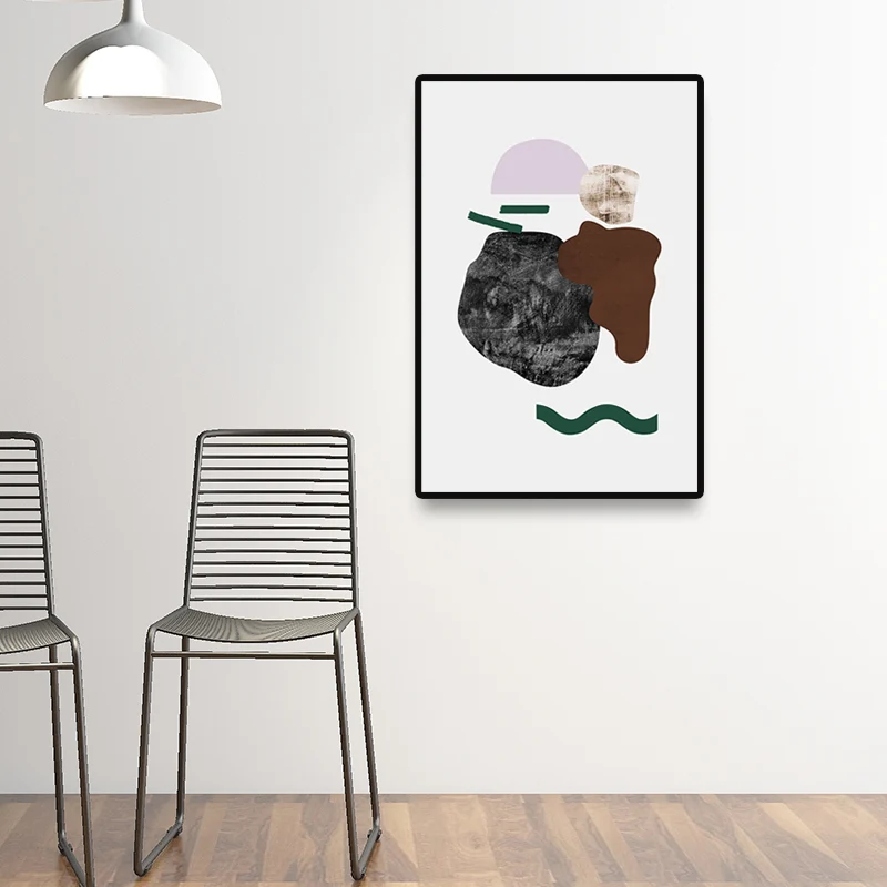 Impresión nórdica de la lona del modelo abstracto del negro de la decoración del arte de la pared, tamaño múltiple disponi...