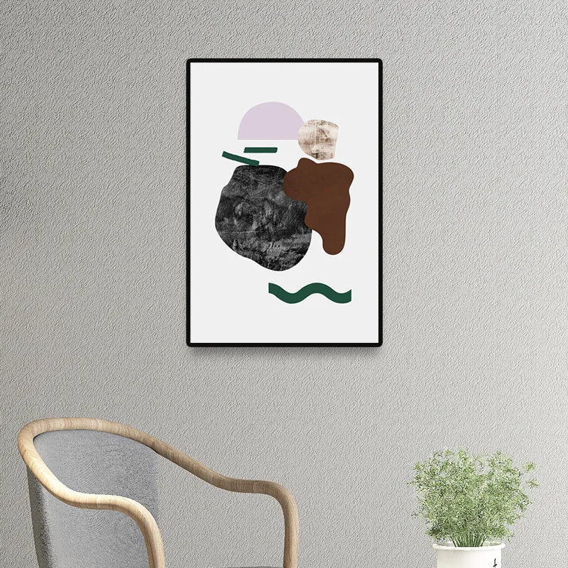 Impresión nórdica de la lona del modelo abstracto del negro de la decoración del arte de la pared, tamaño múltiple disponi...