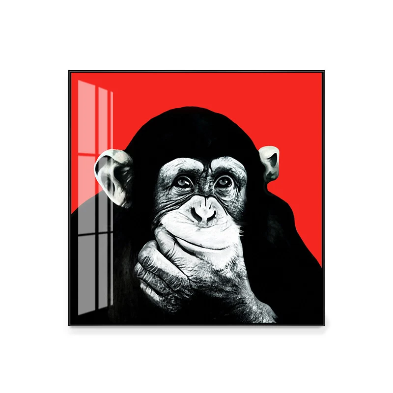 Impresión texturizada del arte de la pared del estilo de los niños de la pintura del chimpancé del color claro para la sal...
