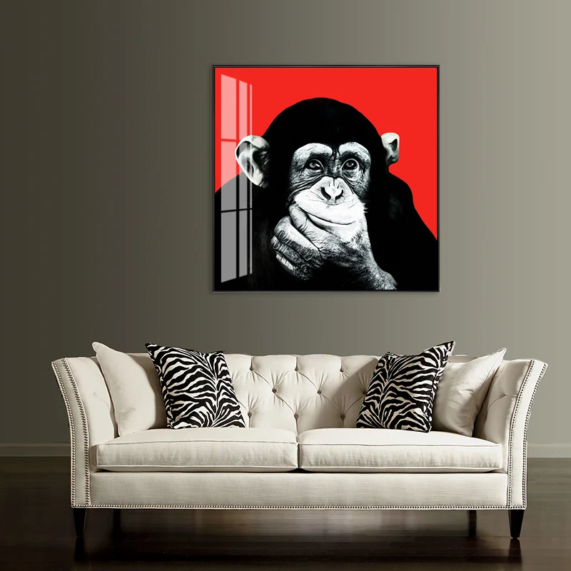 Impresión texturizada del arte de la pared del estilo de los niños de la pintura del chimpancé del color claro para la sal...